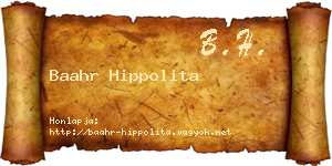 Baahr Hippolita névjegykártya